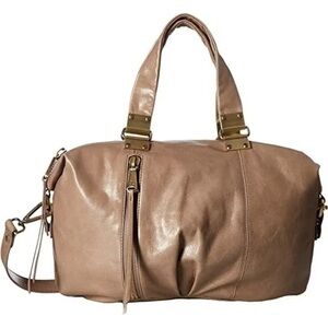 Hobo Derby Calfskin Leather Satchel Tote Tan Camel